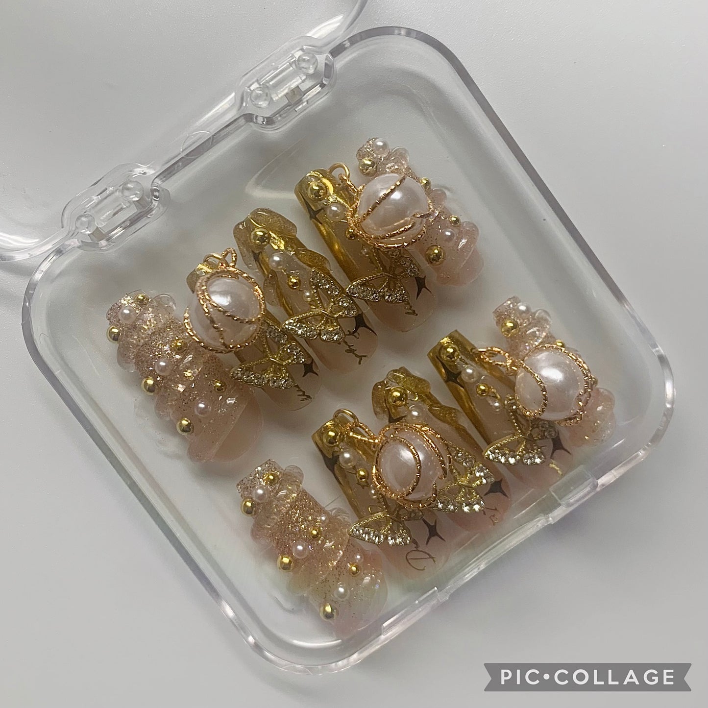 A3 Gold Pearl Nails