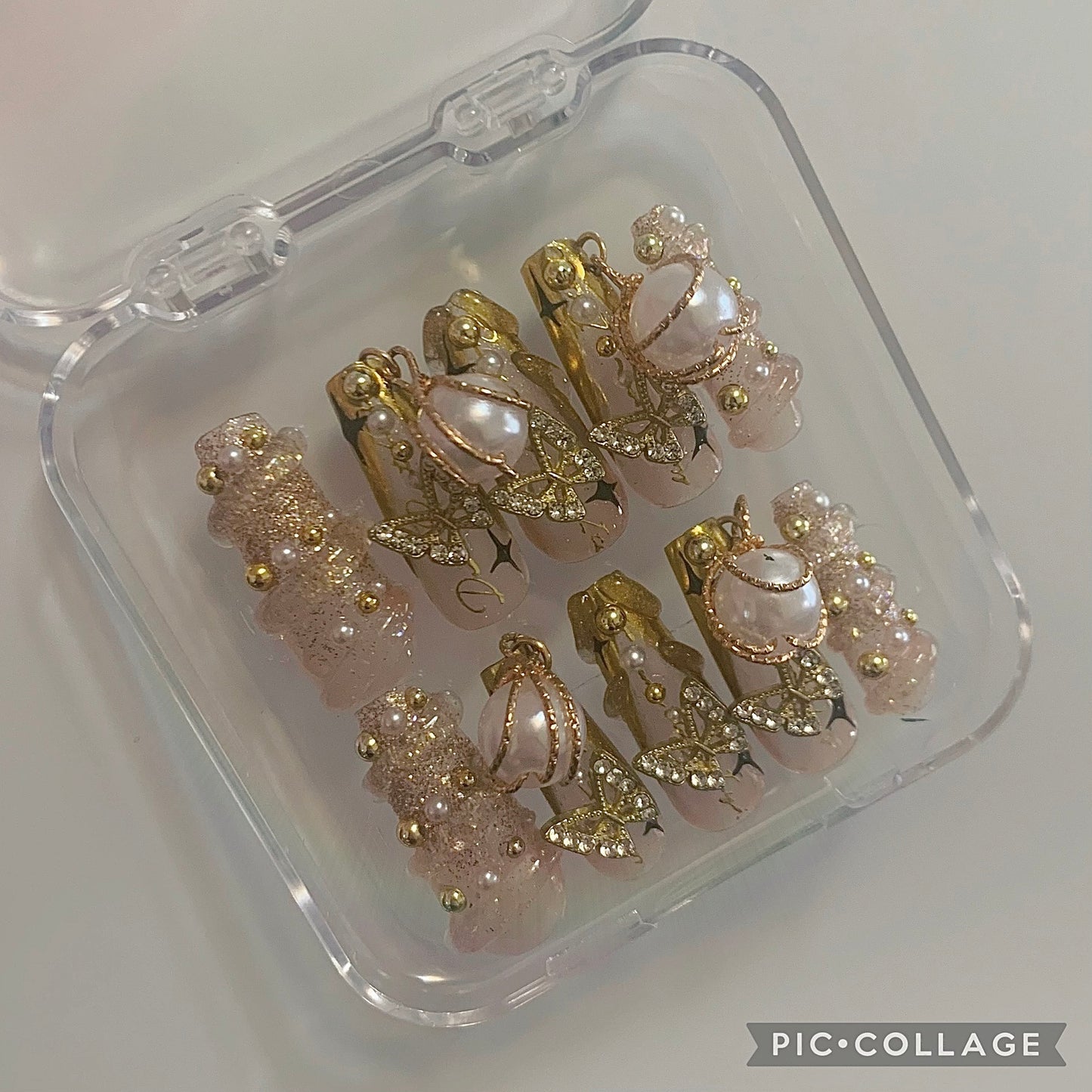 A3 Gold Pearl Nails